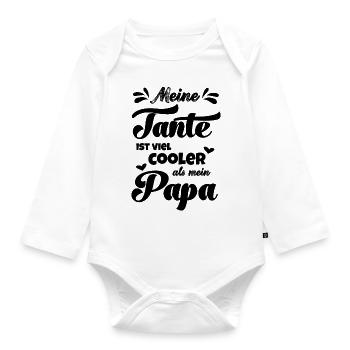 Meine Tante ist cooler als Papa Godi Patentante - Baby Bio-Langarm-Body - Weiß - Vorne