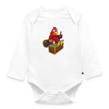 parrot gold treasure chest - Organic Longsleeve Baby Bodysuit - white - Front