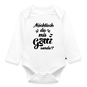 Möchtisch du mis Gotti werde Patentante Schweiz - Baby Bio-Langarm-Body - Weiß - Vorne