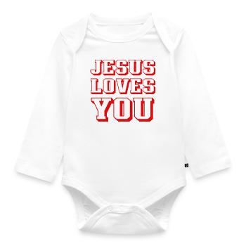 jesus for life - Organic Longsleeve Baby Bodysuit - white - Front