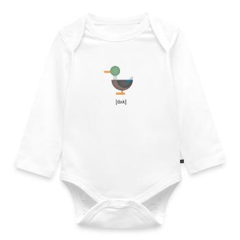 Vintage Duck with Text - Baby Bio-Langarm-Body - Weiß - Vorne