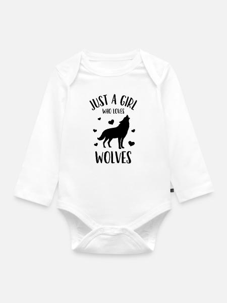 Nur ein Mädchen, das WOLVES liebt - Baby Bio-Langarm-Body - Weiß