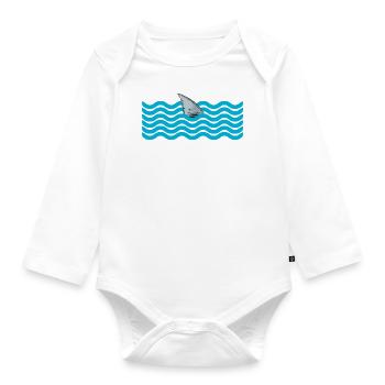 Aileron de requin Idée cadeau animal grand requin blanc - Body Bébé bio manches longues - blanc - Devant