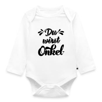 Du wirst Onkel Schwangerschaft verkünden Patenonke - Baby Bio-Langarm-Body - Weiß - Vorne