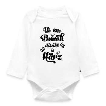 Aus dem Bauch ins Herz Baby Schweiz Geburt Schwiiz - Baby Bio-Langarm-Body - Weiß - Vorne