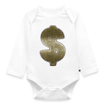 dollar sign money - Organic Longsleeve Baby Bodysuit - white - Front