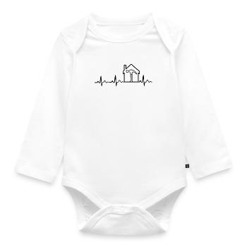 Bauheer heartbeat builder house building house gift - Organic Longsleeve Baby Bodysuit - white - Front