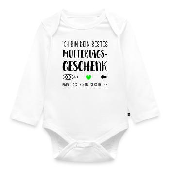 Ich bin dein bestes Geschenk, Mama / Muttertag - Baby Bio-Langarm-Body - Weiß - Vorne