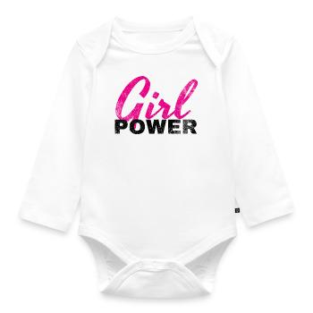 Girl Power - Baby Bio-Langarm-Body - Weiß - Vorne