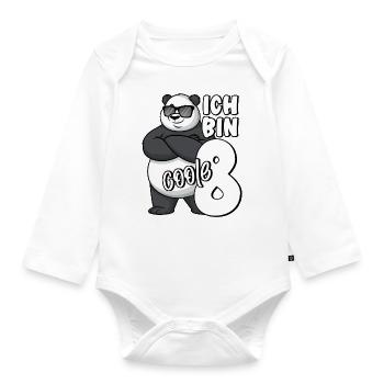 8. Geburtstag Junge 8 Jahre Panda Ich bin coole 8 - Baby Bio-Langarm-Body - Weiß - Vorne