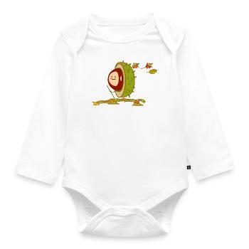 Lustige Kastanie wandert im Herbst - Baby Bio-Langarm-Body - Weiß - Vorne
