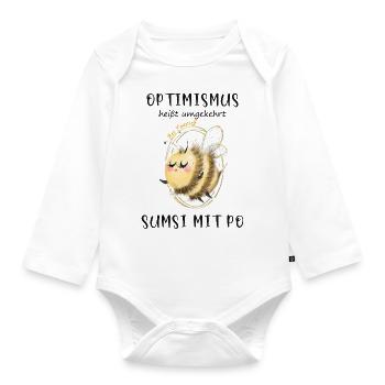 Biene Optimismus Sumsi mit Po - Baby Bio-Langarm-Body - Weiß - Vorne