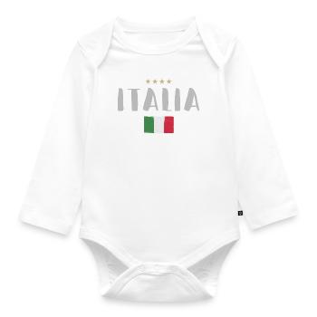 Italien Fußball Fan Trikot Flagge - Baby Bio-Langarm-Body - Weiß - Vorne