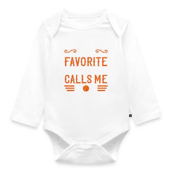 My favorite player calls me mom - Organic Longsleeve Baby Bodysuit - white - Front