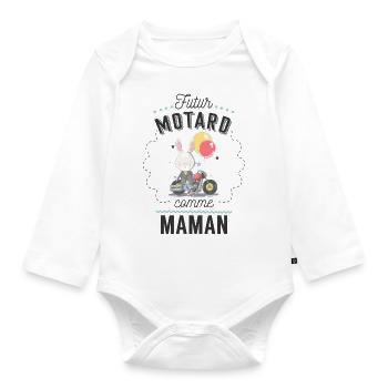 Futur motard comme Maman - Body Bébé bio manches longues - blanc - Devant