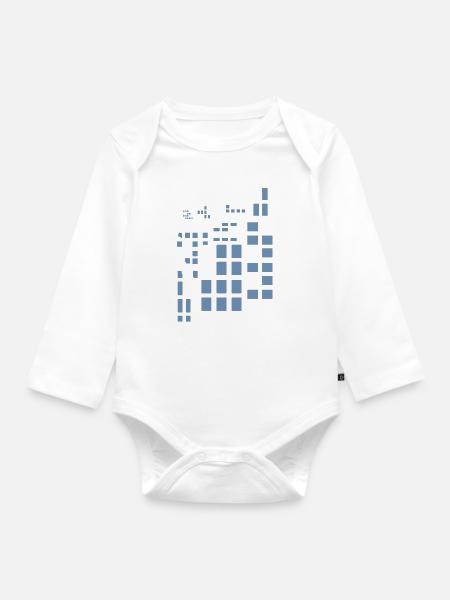 Pixel Pixelworld Abstrakt City Kypto Style Muster - Baby Bio-Langarm-Body - Weiß