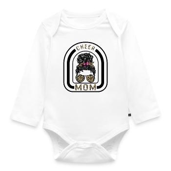 Mama Hemd, Cheer Mama Leopard Sonnenbrille Megaphon - Baby Bio-Langarm-Body - Weiß - Vorne