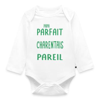 Mon papa n'est pas parfait - Charentais - Body Bébé bio manches longues - blanc - Devant