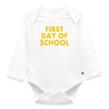 First day of school - Organic Longsleeve Baby Bodysuit - white - Front