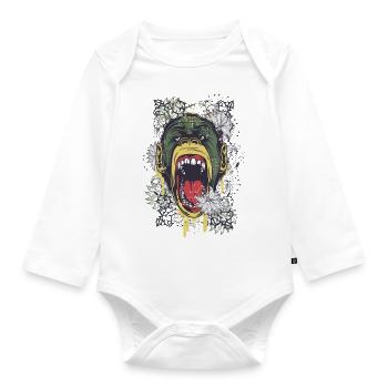 Schimpanse - Baby Bio-Langarm-Body - Weiß - Vorne