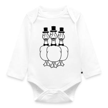 Men 3 Monocle Geese - Organic Longsleeve Baby Bodysuit - white - Front