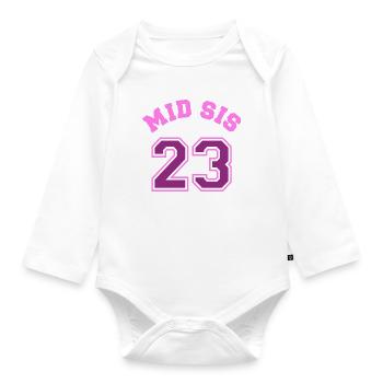 Mid Sis 2023 Mittlere Schwester Baby Geburt Kind - Baby Bio-Langarm-Body - Weiß - Vorne