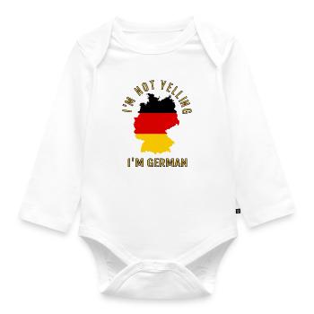 I don't scream I'm German - Organic Longsleeve Baby Bodysuit - white - Front