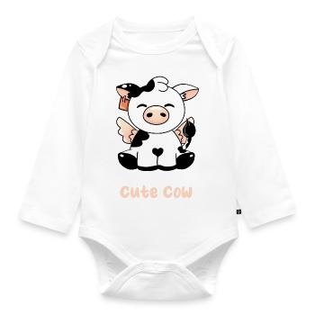 Sweet cow - Organic Longsleeve Baby Bodysuit - white - Front
