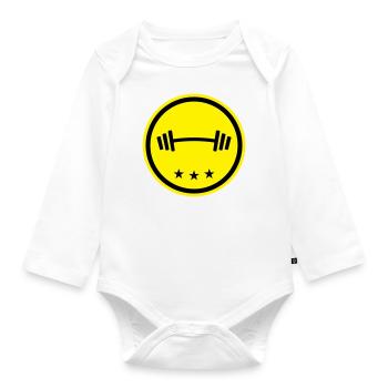 Hantel Gewichte Fitness - Baby Bio-Langarm-Body - Weiß - Vorne