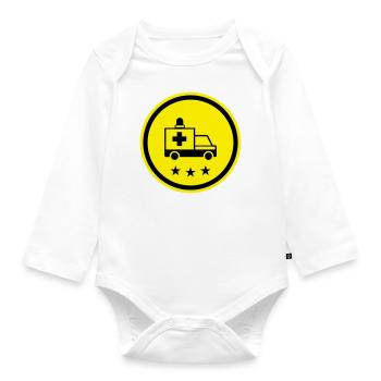 Krankenwagen Ambulance - Organic Longsleeve Baby Bodysuit - white - Front