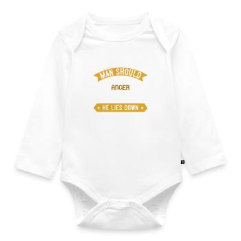 Man should forget his anger before he lies down - Organic Longsleeve Baby Bodysuit - white - Front