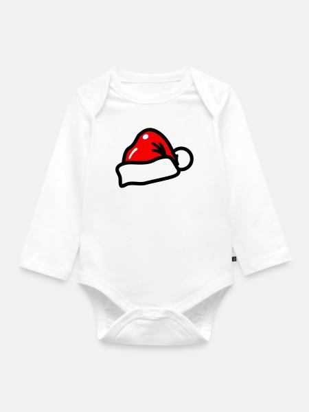 Cappello di Natale Natale simbolo di Natale - Body ecologico per neonato a manica lunga - bianco
