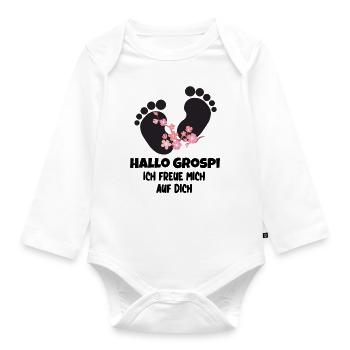 Hallo Grospi Opi Schweiz Hallo Opa Schweiz Baby - Baby Bio-Langarm-Body - Weiß - Vorne