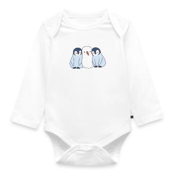 Penguins and snowmen - Organic Longsleeve Baby Bodysuit - white - Front