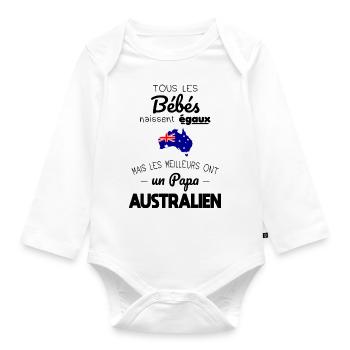 Bébés égaux meilleurs ont un papa Australien - Body Bébé bio manches longues - blanc - Devant