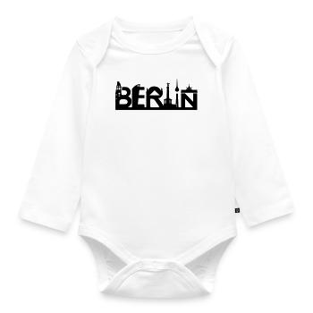 Berlin skyline with sights - Organic Longsleeve Baby Bodysuit - white - Front
