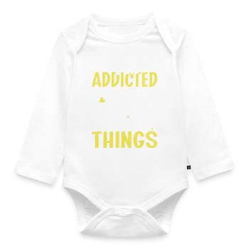 I'm addicted to expensive things - barrel - Organic Longsleeve Baby Bodysuit - white - Front