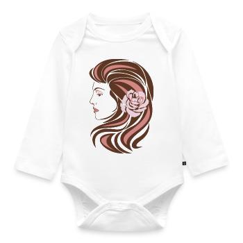 Female portrait - Organic Longsleeve Baby Bodysuit - white - Front