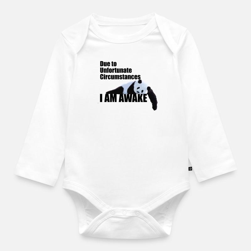 EN RAISON DE CIRCONSTANCES MALHEUREUSES, JE SUIS ÉVEILLÉ PANDA - Body Bébé bio manches longues - blanc