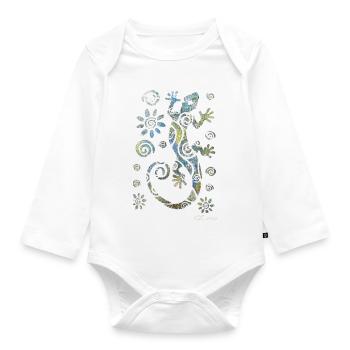 Gecko No1 - Organic Longsleeve Baby Bodysuit - white - Front