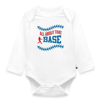 base baseball spruch - Baby Bio-Langarm-Body - Weiß - Vorne