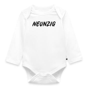 90 / Neunzig / 90. Geburtstag - Baby Bio-Langarm-Body - Weiß - Vorne