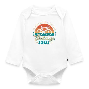 1981 Anniversary cycling bike Born in 1981 - Organic Longsleeve Baby Bodysuit - white - Front