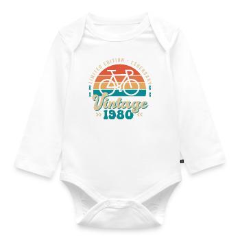 1980 Anniversary cycling bike Born in 1980 - Organic Longsleeve Baby Bodysuit - white - Front