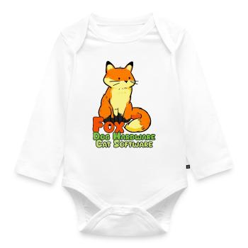 Fuchs digital! Hardware: Hund Software: Katze - Baby Bio-Langarm-Body - Weiß - Vorne
