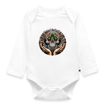 Unity in Recovery Skull Shirt Sobriety and - Organic Longsleeve Baby Bodysuit - white - Front