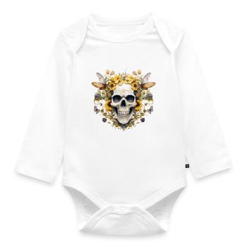 Blumen Nektar Totenkopf T-Shirt Bumblebee Garden - Baby Bio-Langarm-Body - Weiß - Vorne
