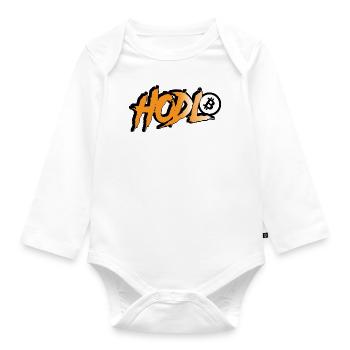 HODL Bitcoin - Graffiti Style in Orange Schwarz - Baby Bio-Langarm-Body - Weiß - Vorne
