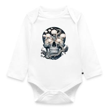 Lantern Lit Skull Shirt Chinese Dragon Dance Tee - Organic Longsleeve Baby Bodysuit - white - Front