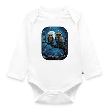 Ninja Owls Midnight Warriors T Shirt - Organic Longsleeve Baby Bodysuit - white - Front